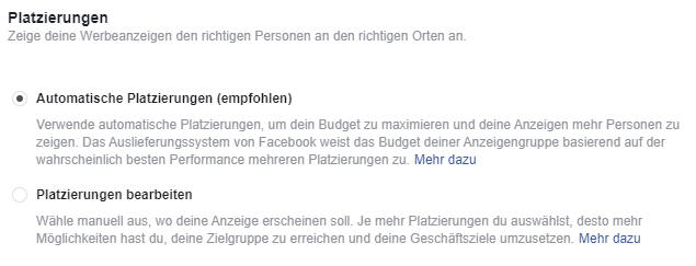 automatische platzierungen